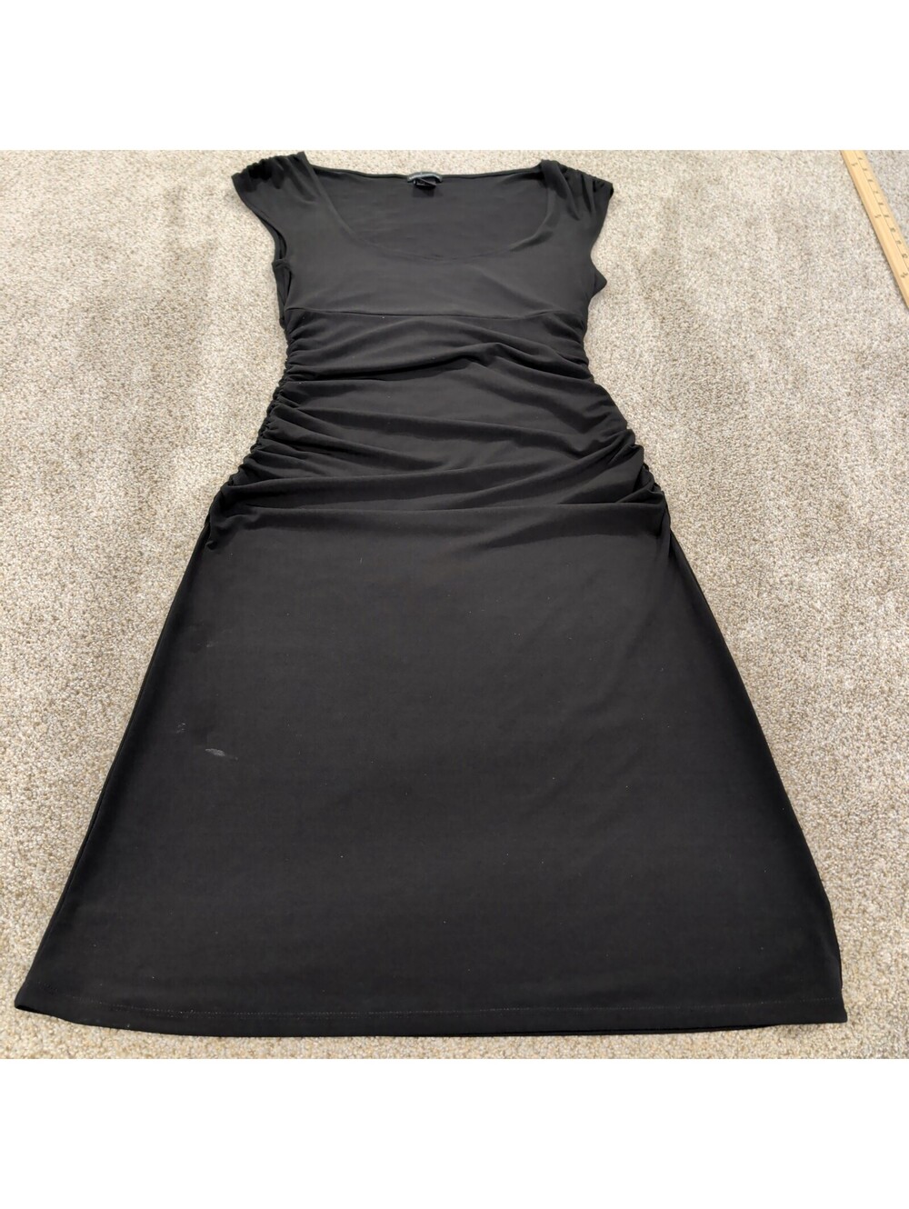 Moda International Black Ruched Side Cap Sleeve Dress XS